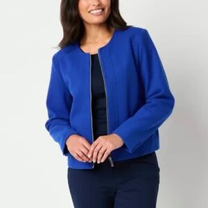 Liz Claiborne Full Zip Round Neck Long Sleeve Jacket